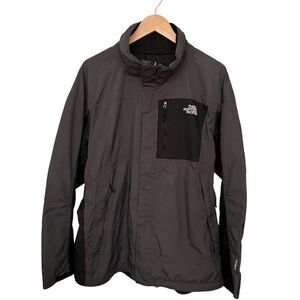 North Face Gray & Black Zip Up Logo Jacket. Coat. MINOR & FIXABLE FLAW. XL.